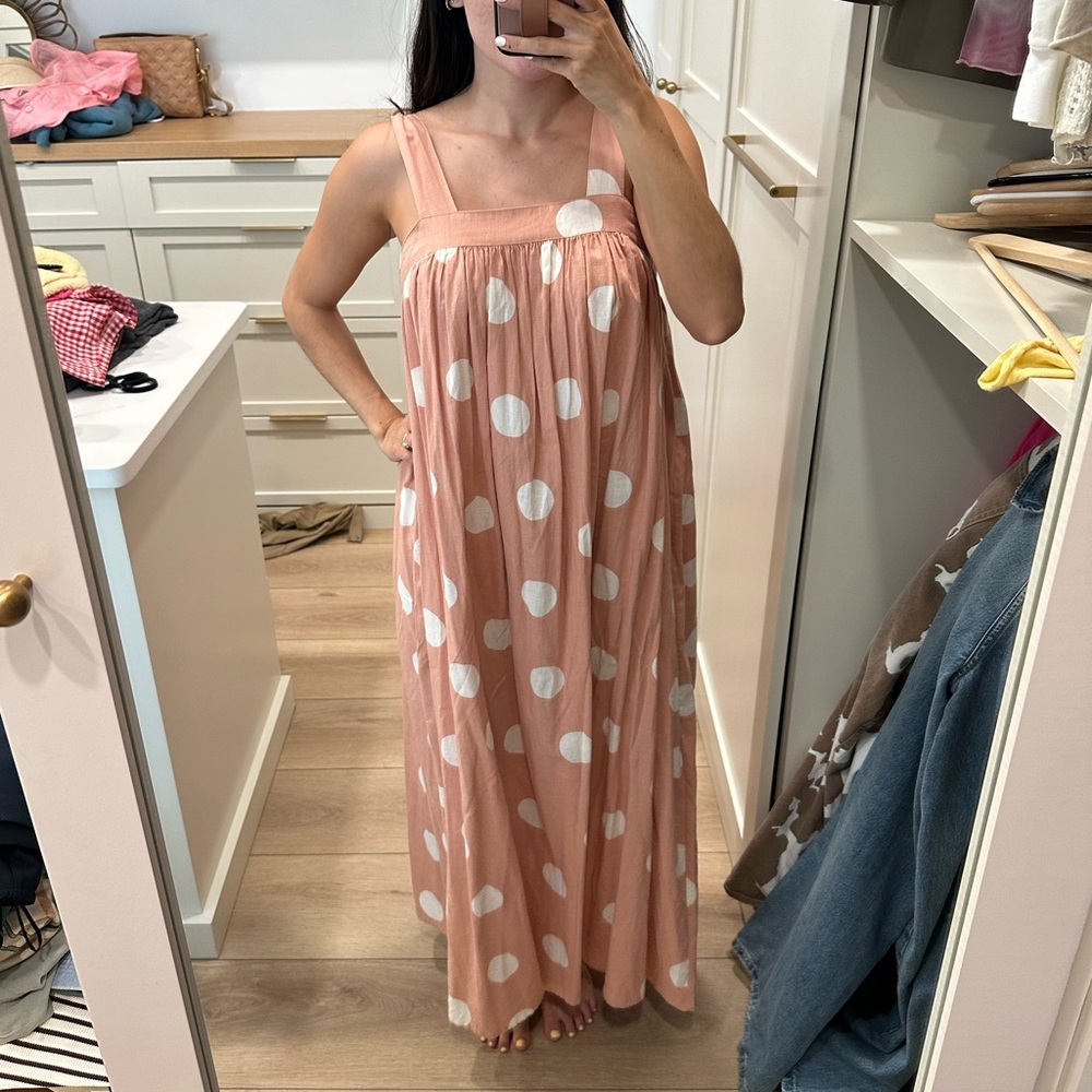 ASOS pink polka dot dress